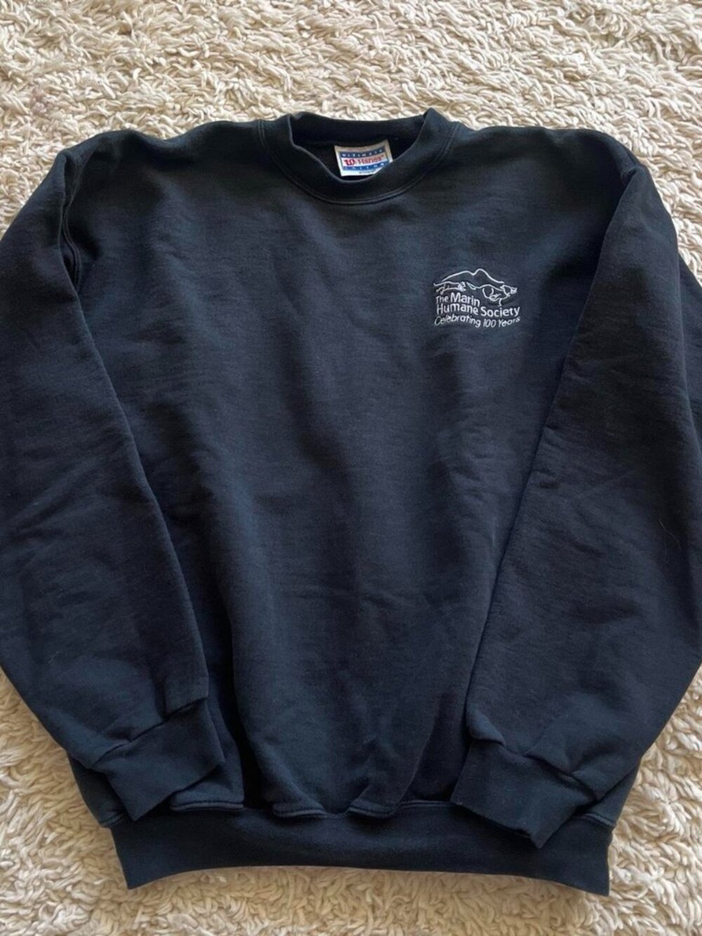 Vintage Hanes Marin Humane Society Embroidered Crewneck Black L